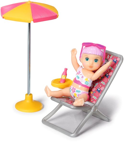 Puppe BABY born Minis-Set mit Liegestuhl, Sonnenschirm und Puppe ...