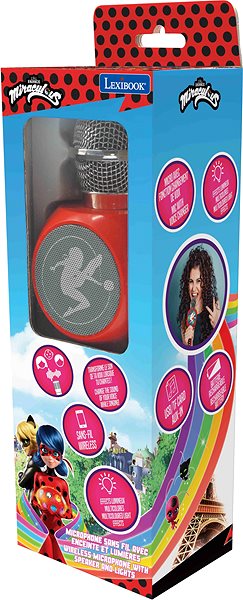 Detský mikrofón Lexibook Bezdrôtový karaoke mikrofón Čarovná Lienka so vstavaným reproduktorom a svetelnými efektmi ...