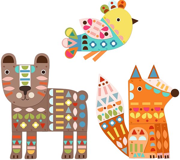 Kinder-Sticker DJECO Kreativset mit Aufklebern Große Tiere ...