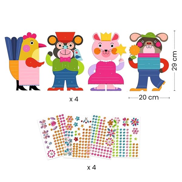 Kinder-Sticker DJECO Creation mit Aufklebern Tiere und Edelsteine ...