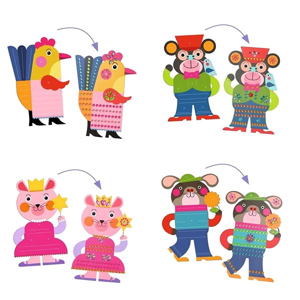 Kinder-Sticker DJECO Creation mit Aufklebern Tiere und Edelsteine ...