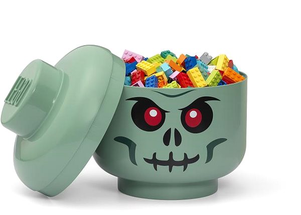 Úložný box LEGO úložná hlava (vel. L) - zelený kostlivec ...
