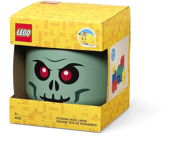 Úložný box LEGO úložná hlava (vel. L) - zelený kostlivec ...