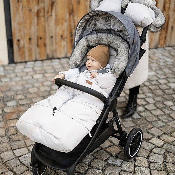 PETITE&MARS Arctic 4-in-1 footmuff set + Furry Mocha Mousse pushchair gloves