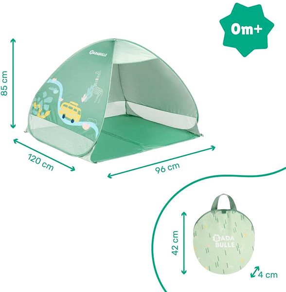 Gyereksátor Badabulle összecsukható sátor Anti-UV 50+ Zöld ...