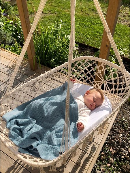 Pléd Vinter & Bloom Soft Grid Organic Dim Blue ...