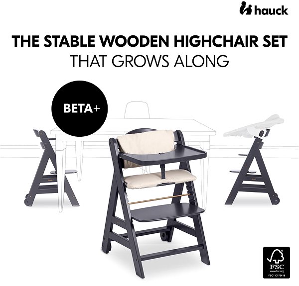 Hauck Beta+B Dark Grey highchair .