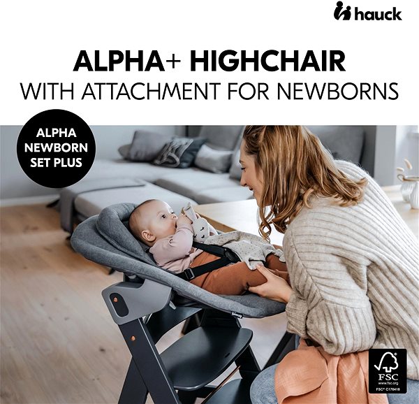 Jídelní židlička Hauck Alpha+ Novorozenecký set Dark Grey ...