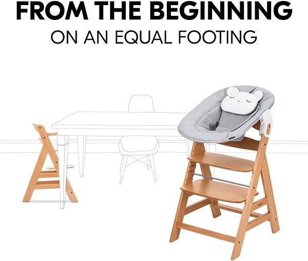 Hauck Alpha+ Dining Chair Newborn Set Nature Grey .