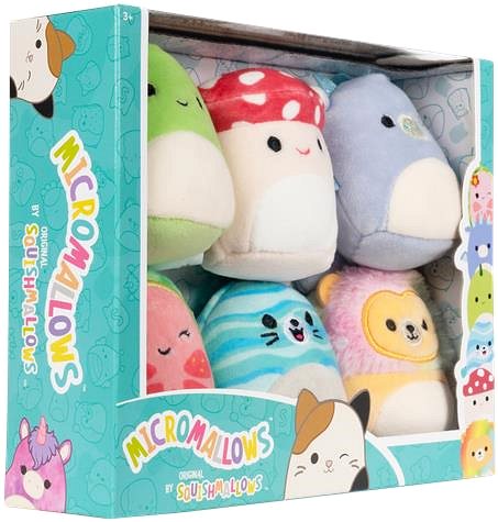 Kuscheltier Squishmallows Micromallows – 6er-Pack: Löwe, Dinosaurier, Stachelschwein, Pilz, Drache, Robbe ...