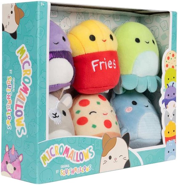 Kuscheltier Squishmallows Micromallows – 6er-Pack: Loch Ness, Oktopus, Pommes, Pizza, Ziege, Käfer ...