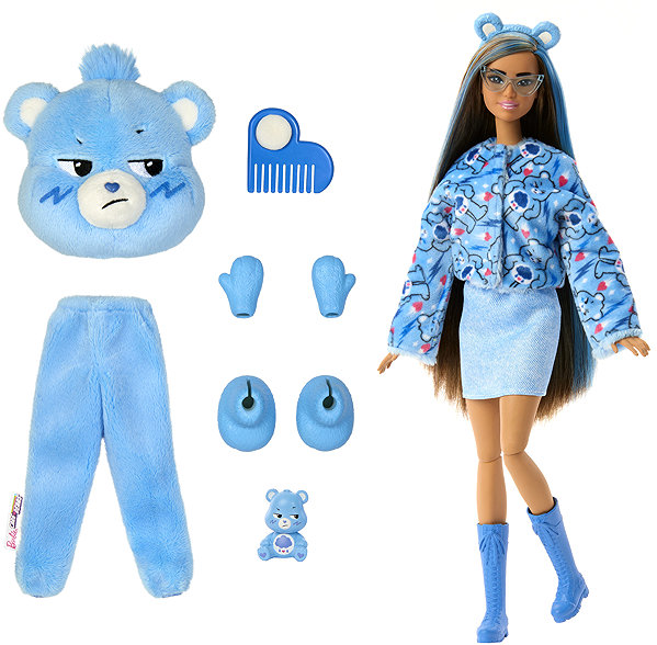 Barbie Cutie Reveal Barbie-Puppe und Care Bears blau.