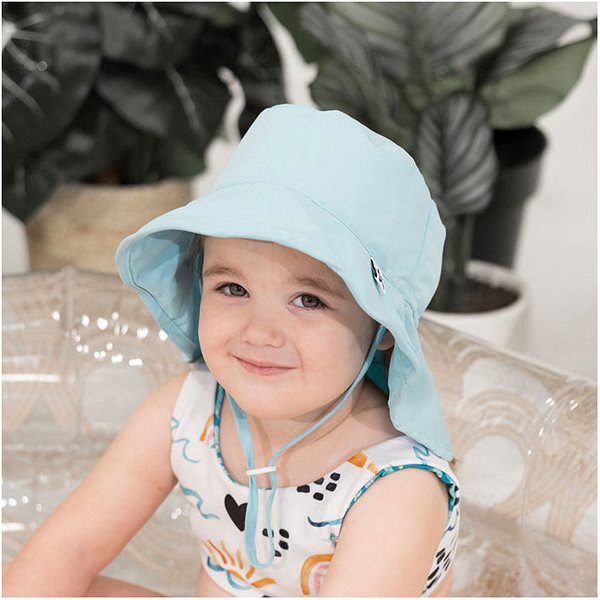 Baby hat Tiny Twinkle Sun hat with UPF 50+, L Light Blue .
