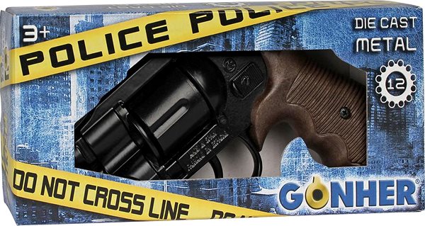 Játékpisztoly Gold Collection Rendőrségi revolver, fekete, fém, 12 töltényes ...