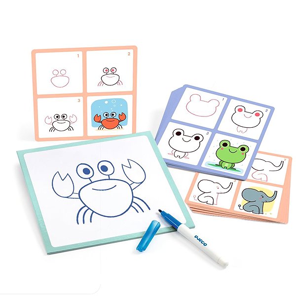 colouring page Djeco Drawing Step by step Puppies .
