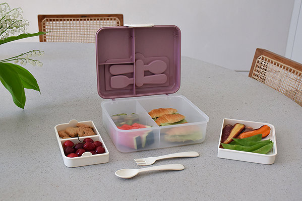 Lunch Box Melii Luxe double tier snack box pink/beige ...