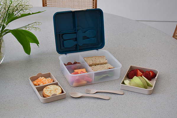 Lunch Box Melii Luxe double tier snack box blue/beige ...