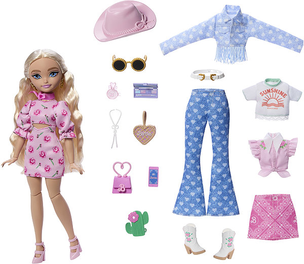 Barbie Dream Besties Malibu festival look doll with accessories.