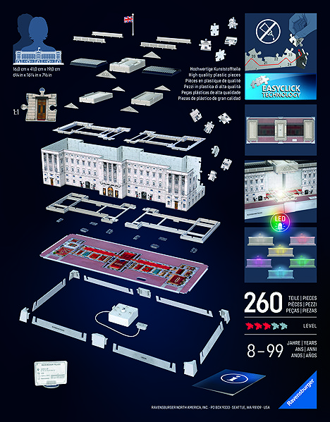 3D Puzzle Ravensburger 120080312 Iconics: Buckingham Palace (Night Edition) ...