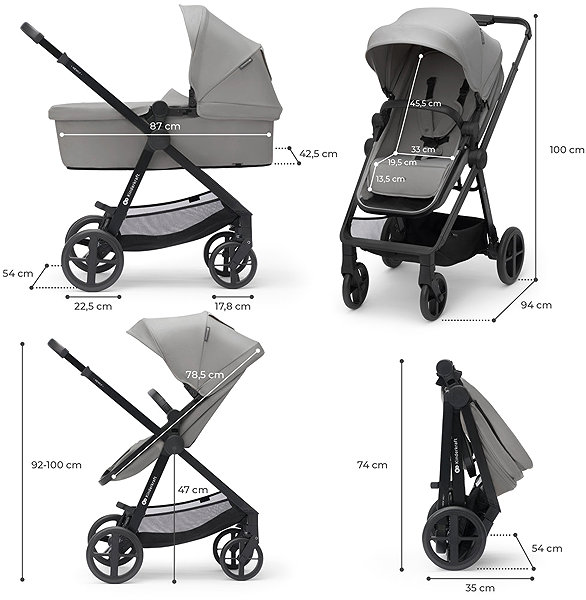 Baby Buggy Kinderkraft Newly Classic 4in1 Grey + Mink Pro ...