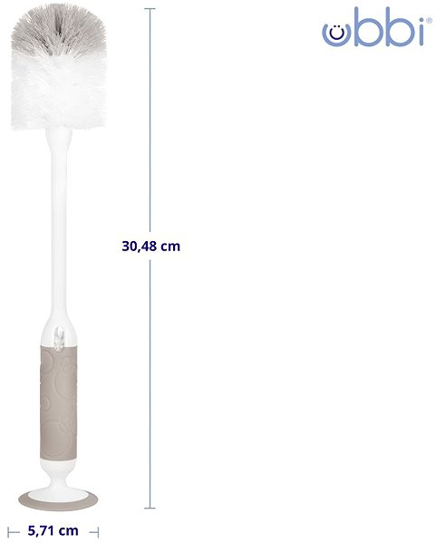 Ubbi Bottle Brush Deluxe Taupe Cleaning Brush .
