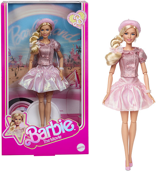 Barbie The Movie doll in pink movie beret.