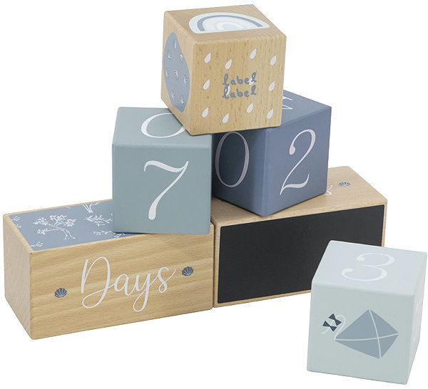 Wooden Cubes Label Label Milestone Cubes Blue .