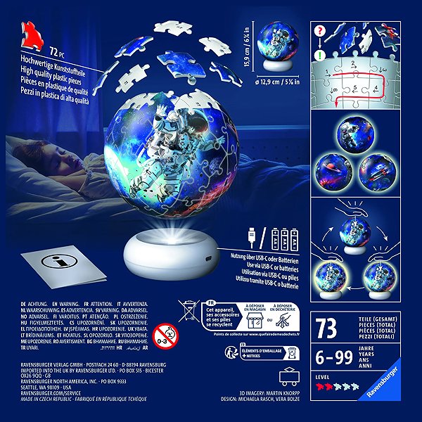 3D Puzzle Ravensburger 120080589 Puzzle-Ball Astronauts in Space (Night Edition) ...