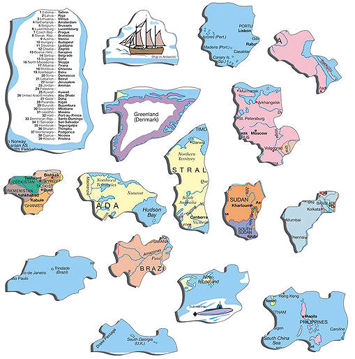 Puzzle Larsen politikai világtérkép, edu ...