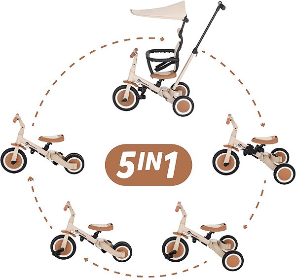 PETITE&MARS Turbo Plus 5in1 multifunctional tricycle Desert Sand.