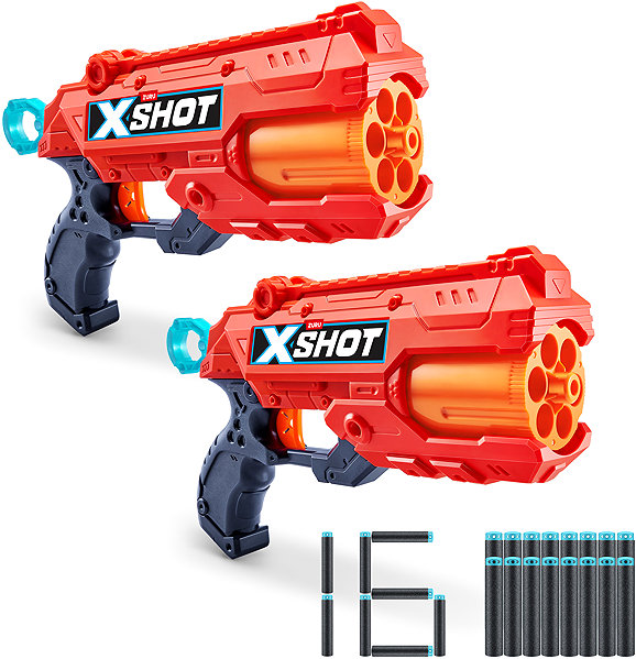 X-Shot Reflex 6 toy gun + darts and 3 cans.