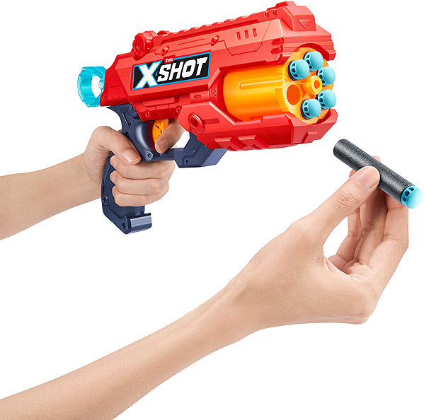 X-Shot Reflex 6 toy gun + darts and 3 cans.