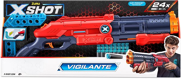 X-Shot Excel Vigilante double-barrelled rifle toy gun.