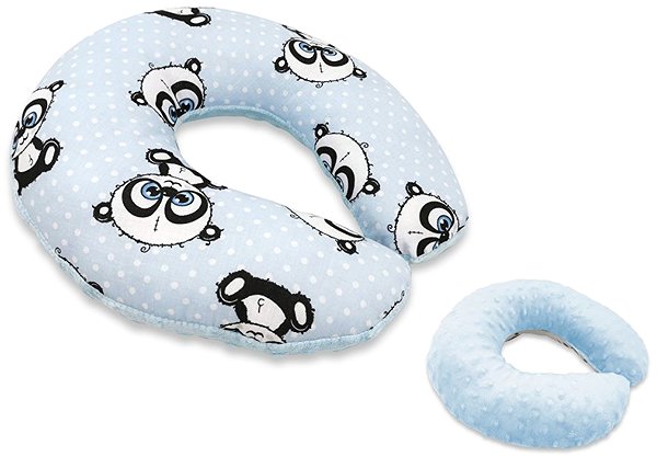 Utazópárna COSING Minky Set takaró + nyakpárna, panda, kék ...