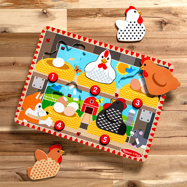 Steckpuzzle Melissa & Doug Puzzle mit heraushüpfenden Hühnern ...
