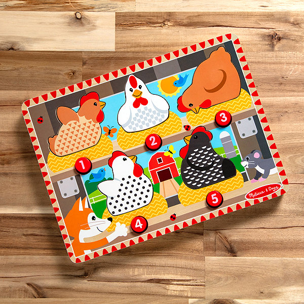 Steckpuzzle Melissa & Doug Puzzle mit heraushüpfenden Hühnern ...