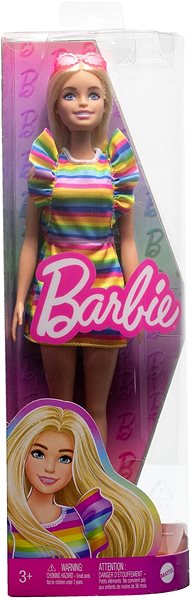 Játékbaba Barbie Modell - Fodros csíkos ruha ...