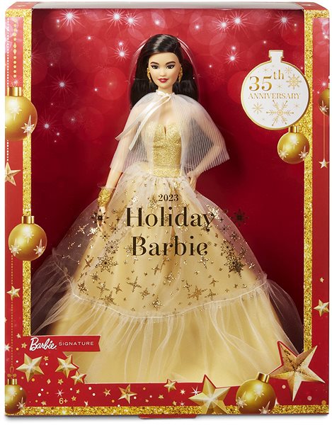 Bábika Barbie Vianočná bábika čiernovláska 2023 ...