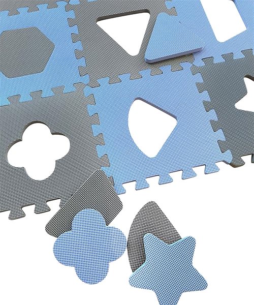 Penové puzzle BabyDan Hracia podložka Blue s geometrickými tvarmi ...