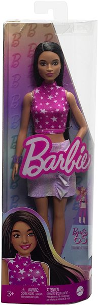 Bábika Barbie Modelka – Lesklá sukňa a ružový top s hviezdami ...