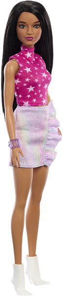 Játékbaba Barbie Modell - Fényes szoknya és rózsaszín csillagos top ...