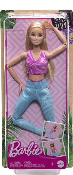 Játékbaba Barbie Made to Move - Szőke kék leggingsben ...