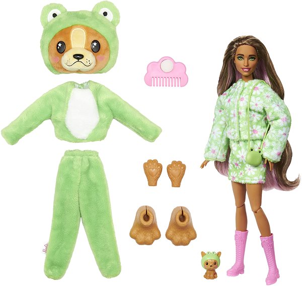 Játékbaba Barbie Cutie Reveal Barbie -  Flip flopos zöld kiskutya jelmezben ...