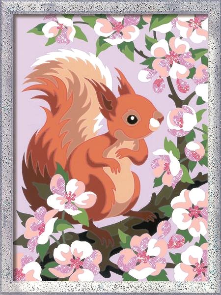 Maľovanie podľa čísel Ravensburger 201808 CreArt Roztomilá veverička s trblietkami ...