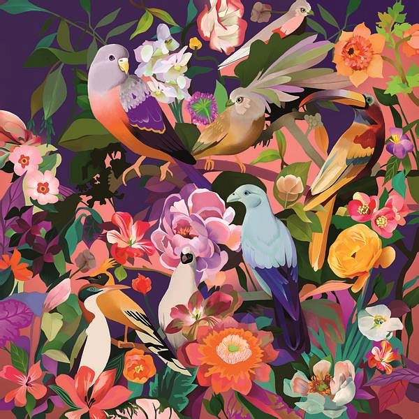 Puzzle Ravensburger 120009986 Art & Soul: Farebné vtáky a kvety ...