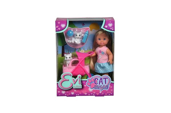 Bábika Simba Evička s kočíkom pre mačičky ...