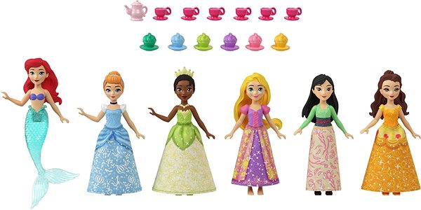 Bábika Disney Princess Súprava 6 ks malých bábik na čajovom večierku ...