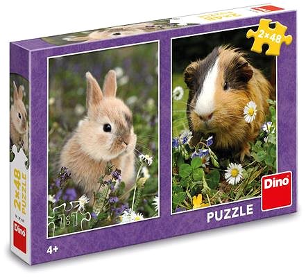 Puzzle Dino-Kaninchen und Meerschweinchen 2 × 48 Stück ...