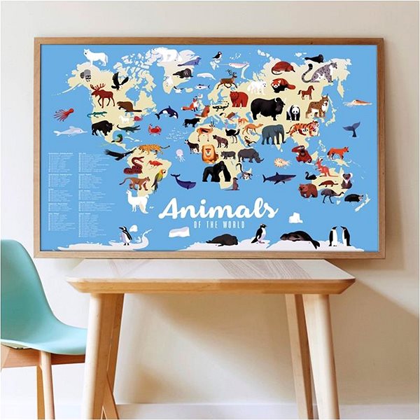 Detské nálepky POPPIK Vzdelávací samolepkový plagát Zvieratá sveta ...