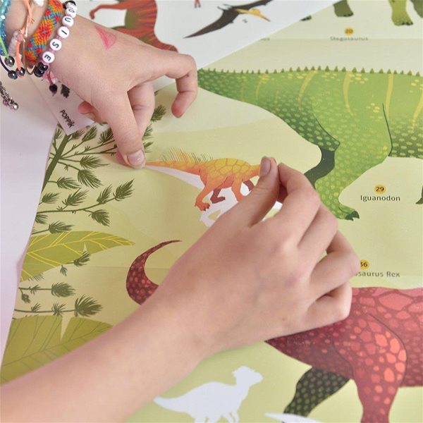 Detské nálepky POPPIK Vzdelávací samolepkový plagát Dinosaury ...